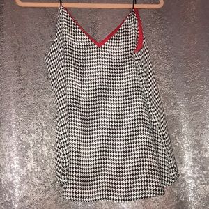 Reversible houndstooth/ red camisole
